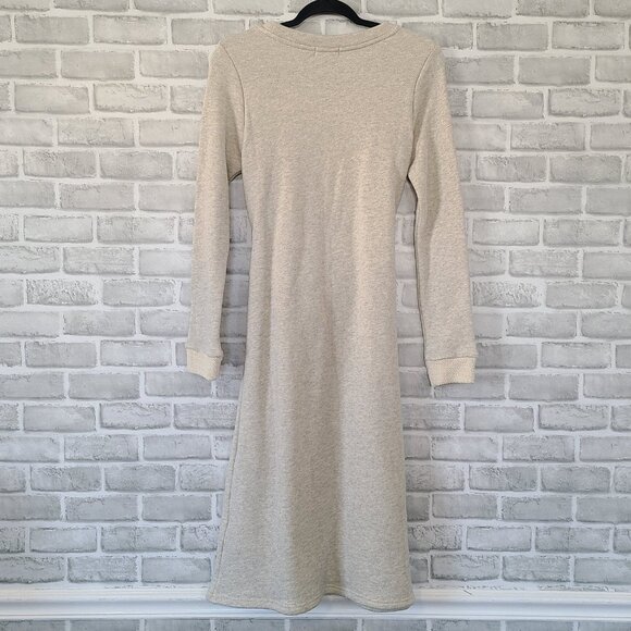 Roolee Mom Cotton Dress Bump Friendly Cream Comfortable Medium NWT Minimal - Picture 2 of 9